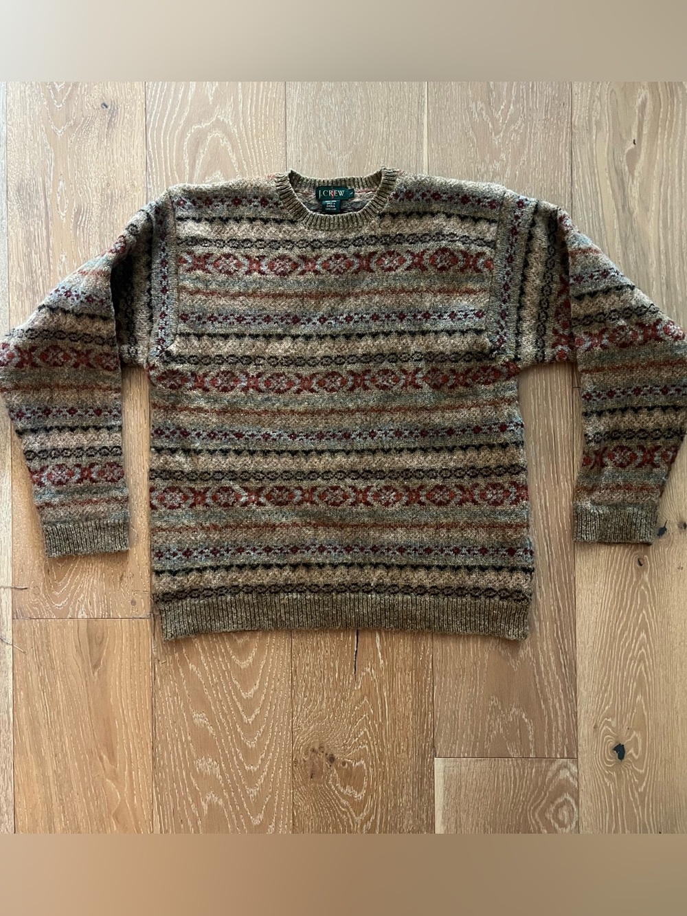 J Crew vintage fair isle 100% wool crew neck sweater